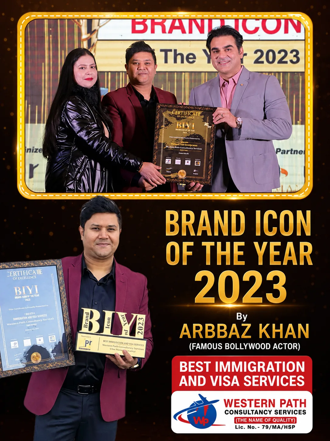 Brand Icon of the Year 2023 awarded to Western Path by Arbaaz Khan